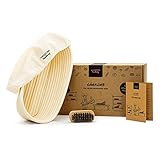 Tastory® Gärkorb Set oval 28cm inkl. Holzbürste & Rezept I 1kg...