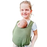 Hoppediz Puppentrage Kinder-Spielzeug für Puppen und Kuscheltiere, Design olive