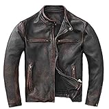 SHOP OF JACKETS LIMITED Vintage Lederjacke Herren - Schwarz | Motorrad Jacke...