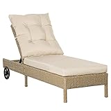 Outsunny Polyrattan Sonnenliege Gartenliege mit Rollen Kissen 4-stufig...