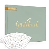 Hyggartn Grünes Hochzeitsgästebuch mit Stickern – Edles Hardcover Gästebuch...