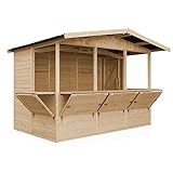 TIMBELA M150B Holz Gartenhaus, Marktbude Holz, Qualitäts Schiffslatten Kiefern...