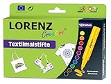 LORENZ Creative 10 Textilmalstifte | waschfest bis 60°C | 2-5mm Strichstärke |...