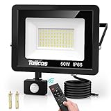 50W LED Strahler mit Bewegungsmelder Außen, Superhell 4500LM Außenstrahler,...