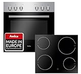 Einbauherd Set | Backofen mit Grill und Umluft | Rahmenloses Glaskeramik...
