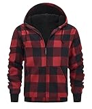 geeksport Fleecejacke Herren Sweatjacke Männer mit Kapuze Warme Kapuzenjacke...