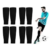 4 Paare Fußball Stutzen, Schwarz Atmungsaktiv Schienbeinschoner Socken, Unisex...