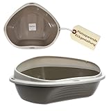 GarPet Katzenklo Ecke klein Eck Katzentoilette mit Rand ohne Deckel offen grau...