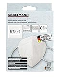 Fackelmann FFP2 Atemschutzmaske, Mundmaske mit Ohrbügel und Nasenclip, FFP2...