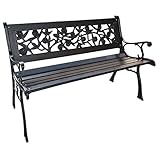 Spetebo Rosen Parkbank aus Hartholz mit Stahlgestell - Farbe: schwarz -...