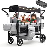 Sekey Bollerwagen Kinder Zwillingsmodus, Bollerwagen Faltbar mit Dach 2 Kinder,...