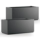 Casaria® 2X Blumenkasten 'Ethica' 80L 80x36x35cm Ablaufboden Kunststoff...