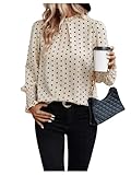 GORGLITTER Damen Bluse Elegant Blusetop Office Bluseshirt mit Bishop Ärmel...