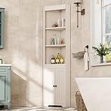 SogesHome Badezimmerschrank hoch mit offenen Regalfächern und Tür,...