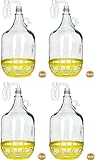 lilawelt24 4X Set 5L Flasche +Gummistopfen + Gärröhrchen Gärballon Weinballon...