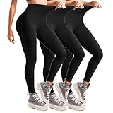 Leafigure 3er Pack Leggings Damen High Waist Leggins Schwarz Blickdicht für...