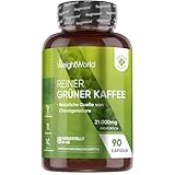 Grüner Kaffee Kapseln 21.000mg - Grüner Kaffeebohnen Extrakt - 90 Kaffeepulver...