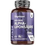 Alpha Liponsäure Kapseln - 650mg pro Portion - 180 vegane Reine ALA Kapsel - 6+...