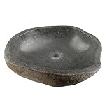 Naturstein Hand-Waschbecken Aufsatzwaschbecken Vulkanstein Andesit Findling grau...