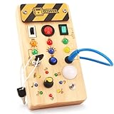 Montessori Busy Board Activity Board ab 1 Jahr Holzspielzeug mit 15 LED...
