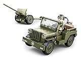 Sluban Klemmbausteine WWII - All. Jeep mit Feldhaubitze [M38-B0853], Spielset,...