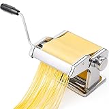Pastamaschine aus Edelstahl, manuelle Nudelmaschine mit 9 Teigstärken & 2...