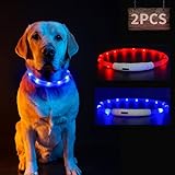 2 Stücke Leuchthalsband Hund, shinfly LED Hundehalsband Leuchtend USB...