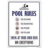 TopHomer Schwimmbad Regeln, 20 x 30 cm Schild Pool Rules Schild Warnschild...