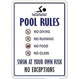 TopHomer Schwimmbad Regeln, 20 x 30 cm Schild Pool Rules Schild Warnschild...