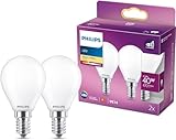 Philips LED Classic E14 Lampe, 40 W, Tropfenform, matt, warmweiß, 2er Pack