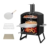 DMS® Germany Pizzaofen – mobiler Outdoor Holzofen Räucherofen - Pizzastein &...