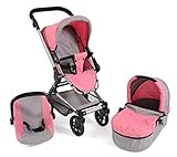 Bayer Chic 2000 645 57 Kombi-Puppenwagen Fides 3-in-1, Melange grau-pink