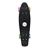 Muuwmi Skateboard Fun Neon – mit LED-Leuchtrollen - Board Deck 57x15cm - ABEC5...