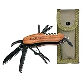 Expedition Natur Outdoor-Taschenmesser mit Holzgriff, 9 in 1...