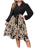 SweatyRocks Damen Blusenkleid Langarm Kleid Mit Gürtel Elegant Kleid Mit Blumen...