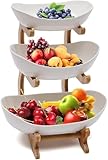 Dreamhigh® Keramik Obst Etagere mit 3 Etagen, Platzsparendes Obstkorb Etagere...