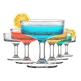 Vintage Coupé-Glas, 200 ml, geprägte Martini-Gläser, florale geriffelte...