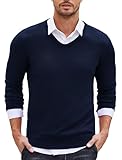 COOFANDY Herren Strickpullover Slim Fit Pullover V Ausschnitt Feinstrick Sweater...