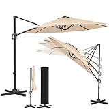 KESSER® Sonnenschirm Ampelschirm SUN Rund XL Ø330 cm Inkl. Abdeckung, 7-Fach...