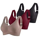 3er Pack Damen Push Up BH ohne Bügel aus Baumwolle Sexy und Bequem mit Starkem...