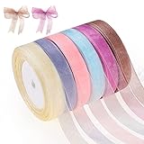 HIFOT Geschenkband Organza Stoff Schleifenband 6 Rollen, Geschenkbänder...