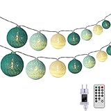 DeepDream Baumwollkugeln Lichterkette, 5M 20 LED Dimmbar Cotton Ball...