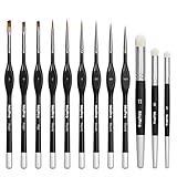 Nicpro 12 Feine Pinsel, Trockenpinsel, Modellbau Pinsel für Acryl, Aquarel,...
