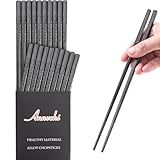 Annvchi EssStäbchen 10 Paar - Japanische Chopsticks Schwarz Stäbchen für...