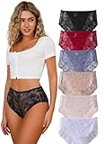 Hialegion Damen Unterhosen 6er-Pack Slips Spitze Sexy UnterwäSche Hipster...