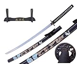 Katana Schwarzer Drache Schwert echt Metall Nicht Scharf Samurai Schwert aus...