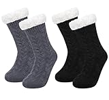 Chalier Fashion 2 Paar Stoppersocken Damen Kuschelsocken Warme Hüttensocke...