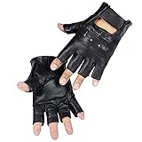 Long Keeper lederhandschuhe fingerlos - Schwarz Fingerlose Autofahren Handschuhe...