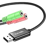 DuKabel Externe USB Soundkarte Adapter für Computer, Laptop und PS4, USB auf 2...