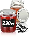 Praknu 25 Marmeladengläser 230 ml mit Deckel - Mit Etiketten & Stift -...